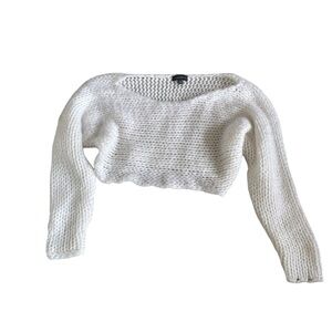 JLUXLABEL Off-Shoulder Cropped Knit Sweater in White